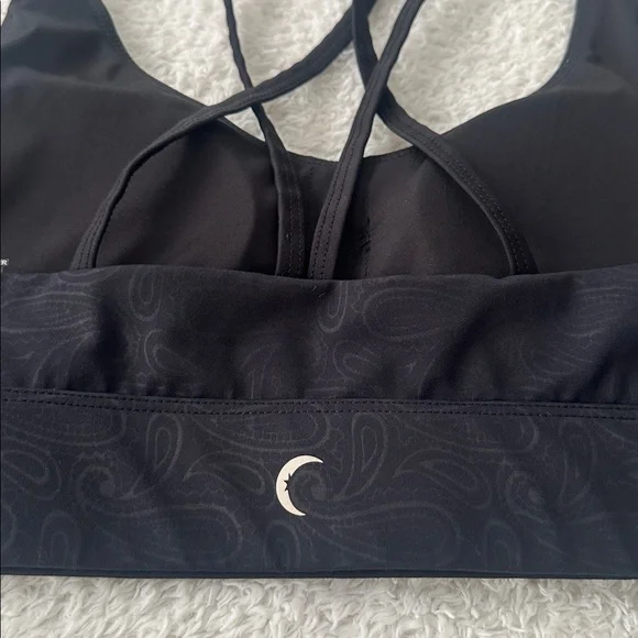 Zyia Activewear Light N Tight Black Paisley Strappy Padded Sports Bra Size XL - Picture 5 of 7